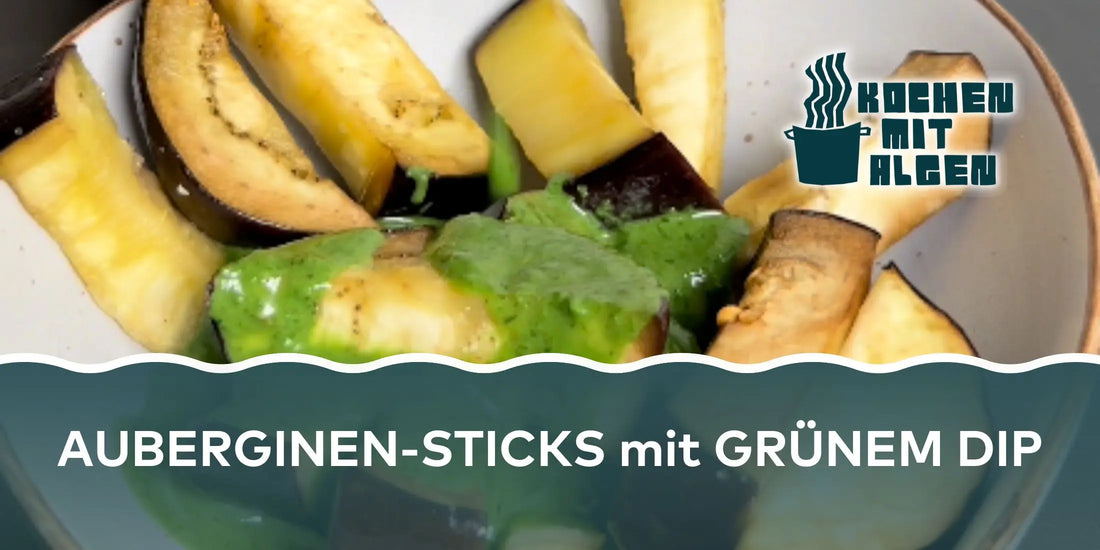 Auberginen Sticks mit grünem Dip