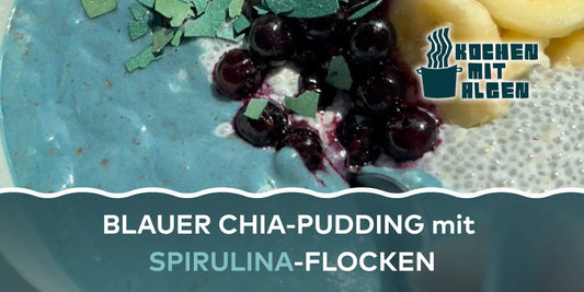Blauer Chiapudding mit Spirulina Flocken
