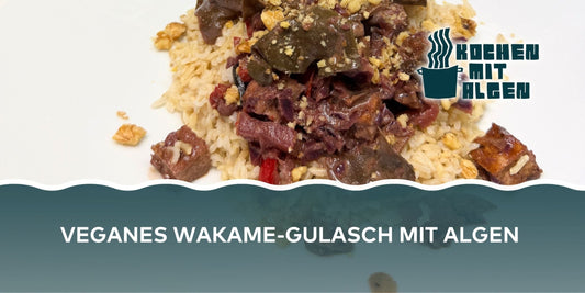 Wakame-Gulasch mit Algen, Tofu, Rotkohl und Reis – veganes Rezept mit Kokosmilch, Orange und knusprigen Walnüssen von Kochen mit Algen