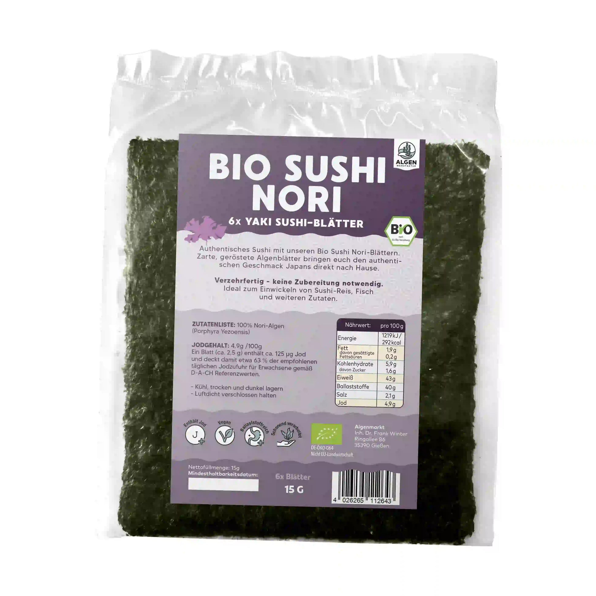 Bio Sushi Nori Blätter