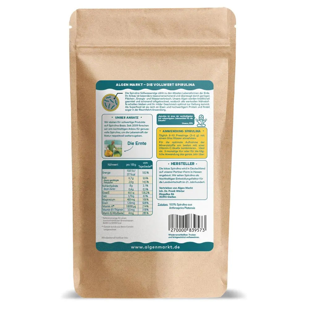deutsche spirulina streusel beutel 50g hinterseite algenmarkt